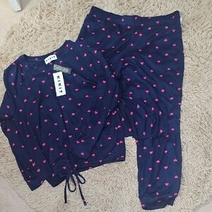 Women's Pajamas - Navy with Pink Hearts, XL